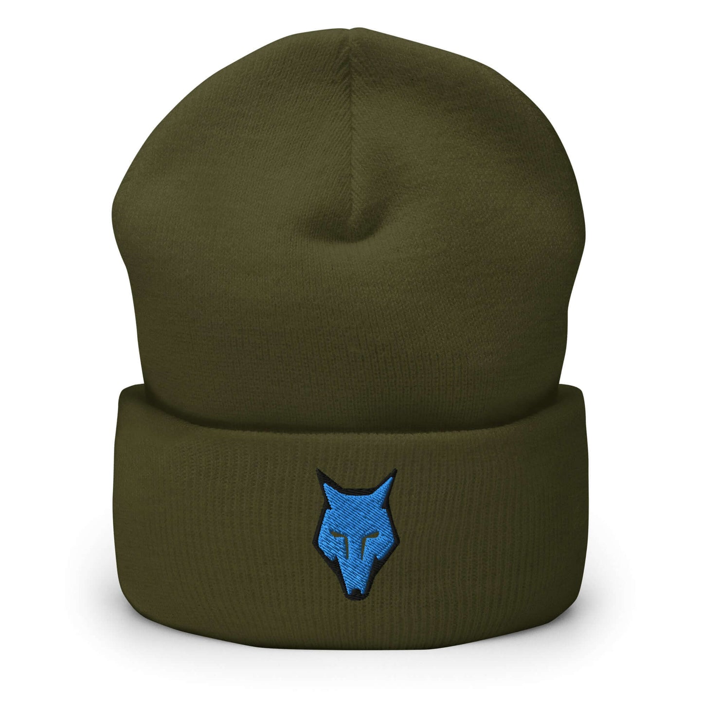 Cuffed Beanie Wolf Logo "LOBO" Blue One Size alpha,animal motif,beanie,bold design,courage,endurance,freedom,iconic,lone wolf,motivational,nature-inspired,predator,resilience,stealth,strength,survival,unique design,unisex,warmth,wild spirit,winter wear,wo