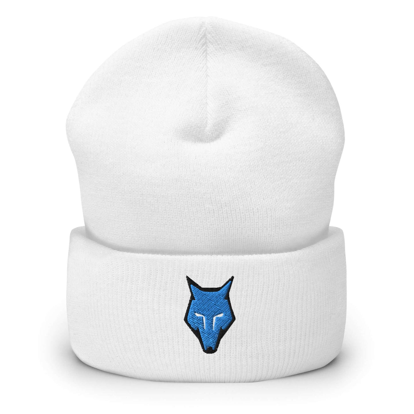 Cuffed Beanie Wolf Logo "LOBO" Blue One Size alpha,animal motif,beanie,bold design,courage,endurance,freedom,iconic,lone wolf,motivational,nature-inspired,predator,resilience,stealth,strength,survival,unique design,unisex,warmth,wild spirit,winter wear,wo