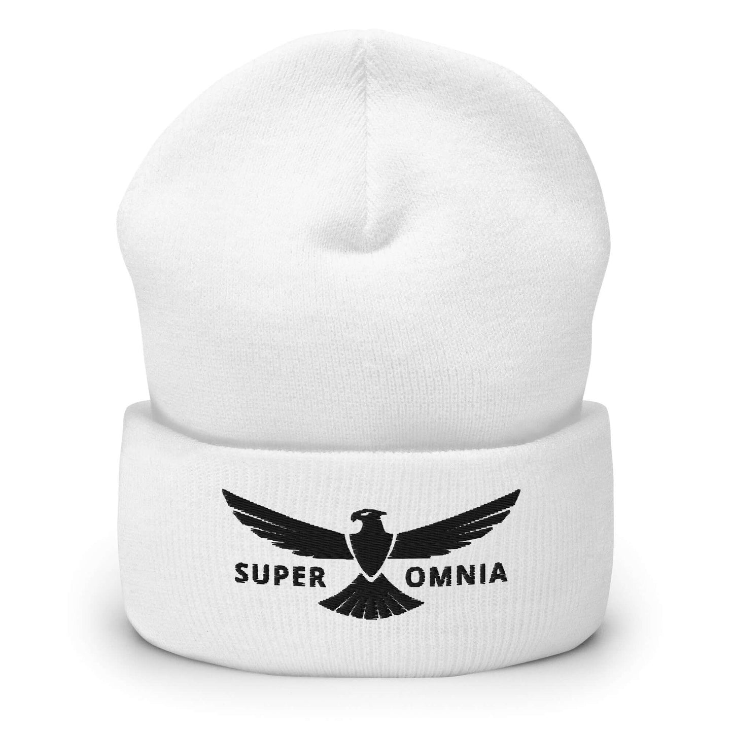 Cuffed Beanie Eagle "SUPER OMNIA" Black One Size above all,animal motif,beanie,bold design,eagle,focus,freedom,iconic,independence,motivational,nature-inspired,resilience,soar,strength,unique design,unisex,vision,warmth,winter wear