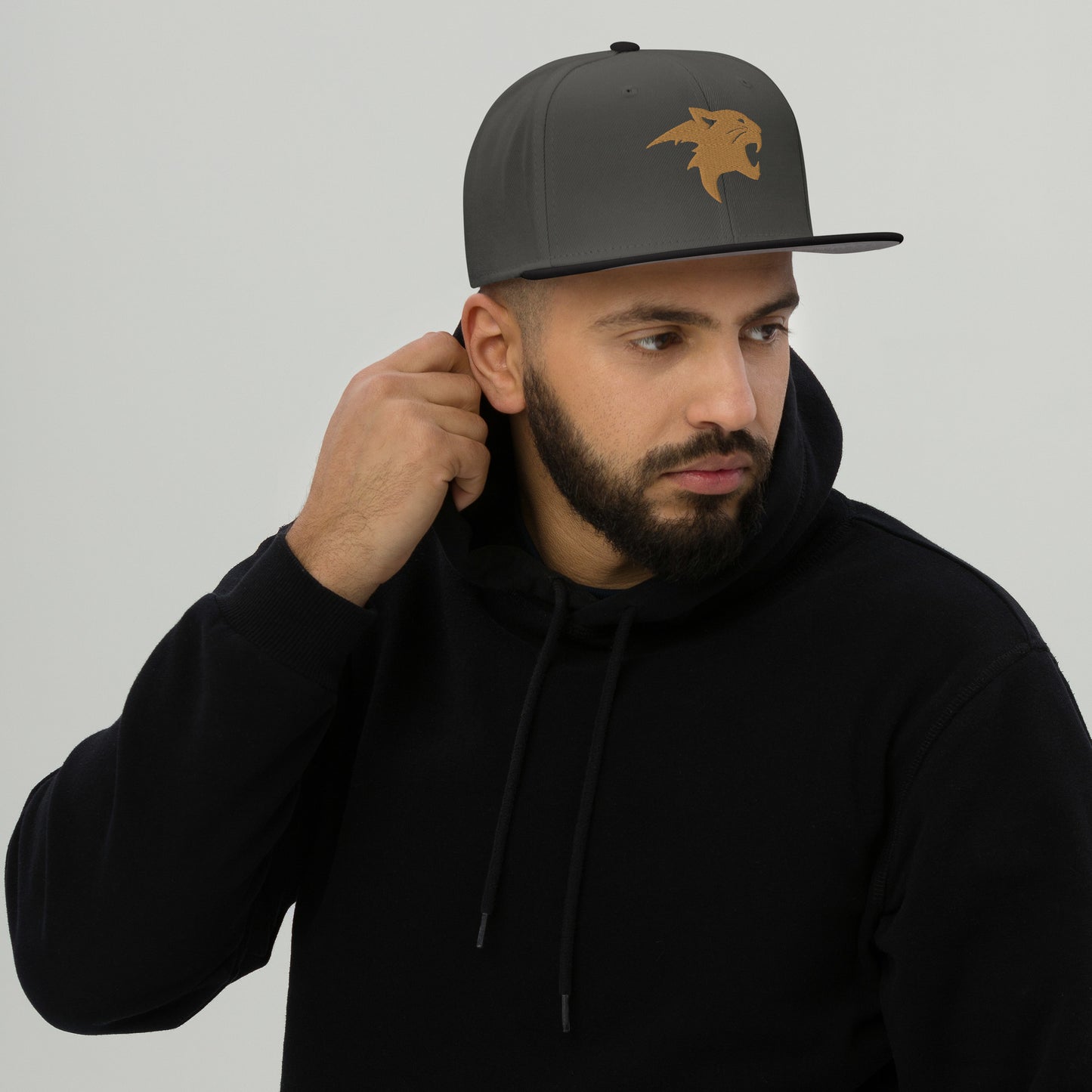 Snapback Hat "Panther Head" Old Gold One Size adjustable,agility,animal motif,beast mode,bold design,iconic,panther,power,premium quality,snapback hat,statement piece,stealth,street style,strength,unique design,unisex,wild