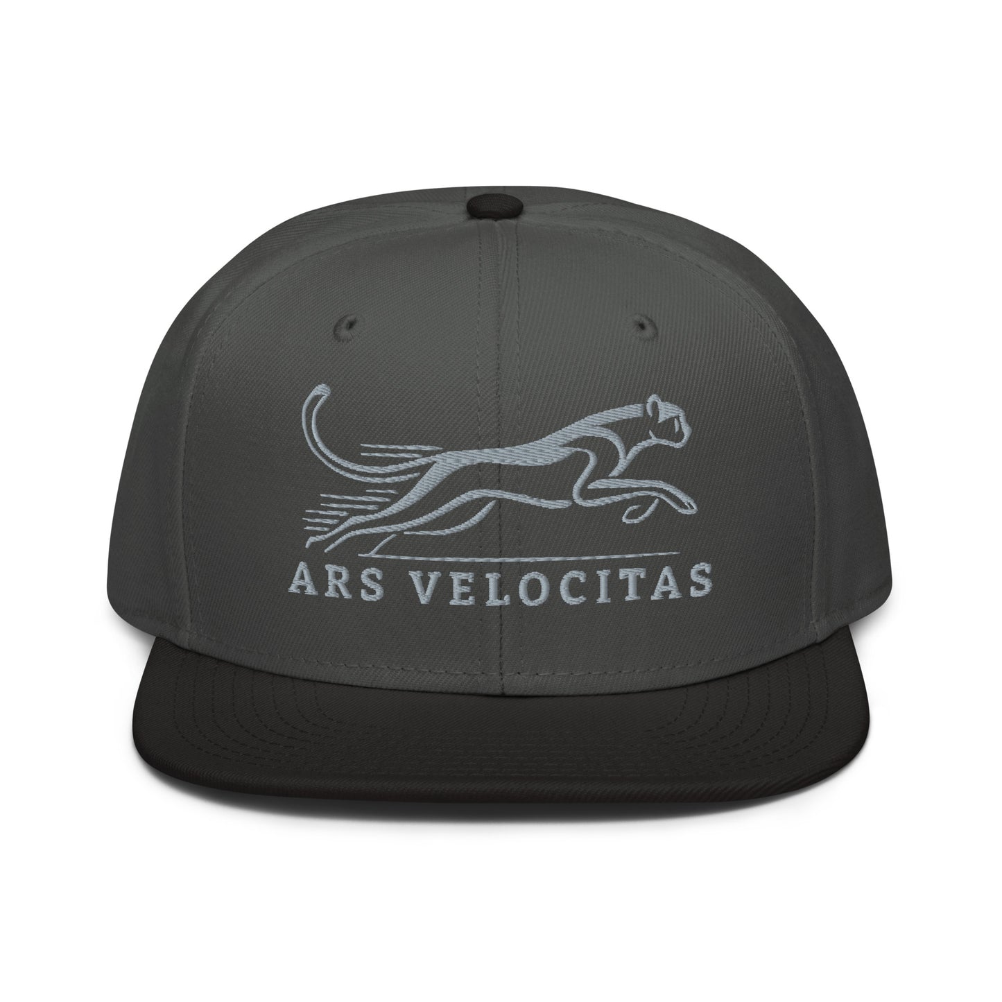 Snapback Hat Cheetah "ARS VELOCITAS" Grey One Size adjustable,agility,animal motif,bold design,cheetah,endurance,iconic,nature-inspired,predator,premium quality,resilience,snapback hat,speed,statement piece,stealth,street style,strength,unique design,unis