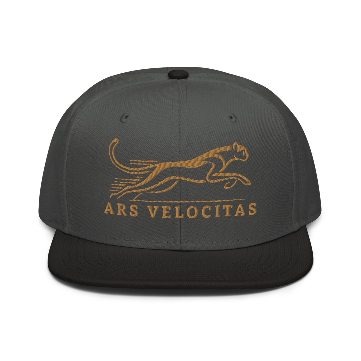 Snapback Hat Cheetah "ARS VELOCITAS" Old Gold One Size adjustable,agility,animal motif,bold design,cheetah,endurance,iconic,nature-inspired,predator,premium quality,resilience,snapback hat,speed,statement piece,stealth,street style,strength,unique design,