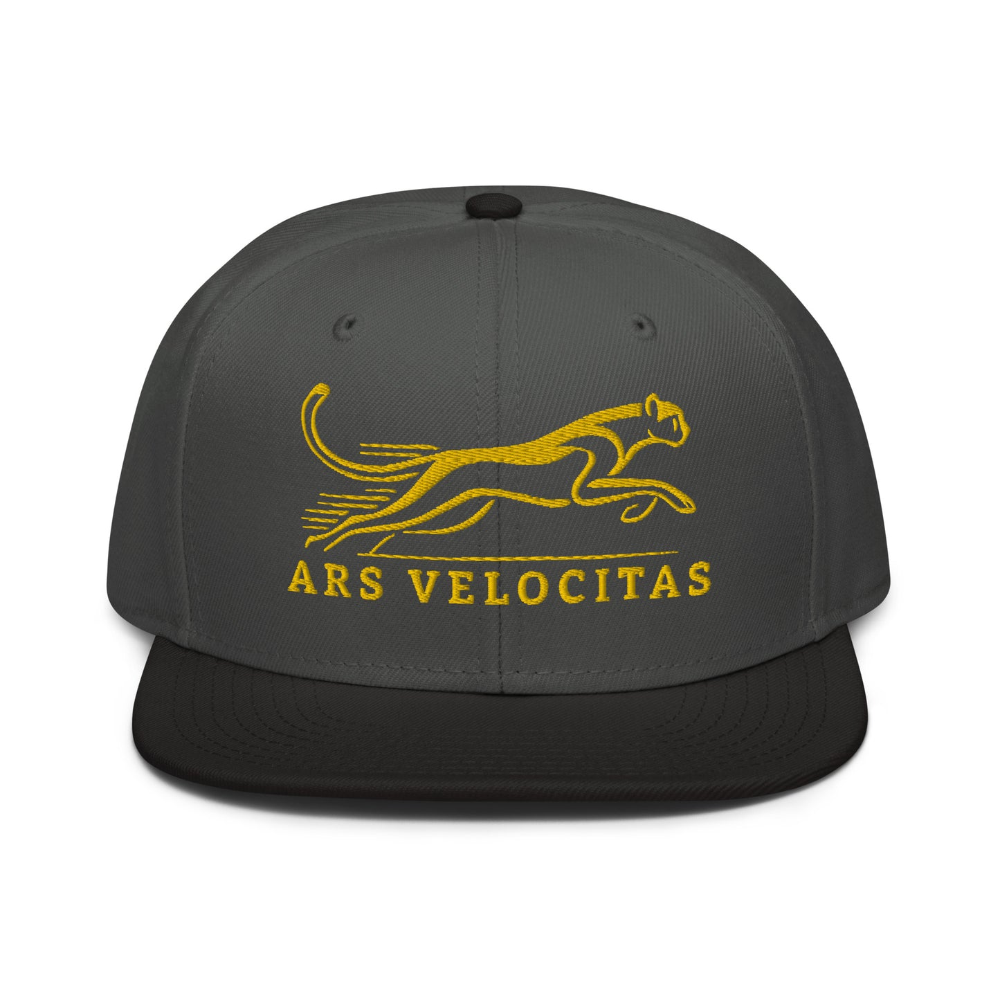 Snapback Hat Cheetah "ARS VELOCITAS" Gold One Size adjustable,agility,animal motif,bold design,cheetah,endurance,iconic,nature-inspired,predator,premium quality,resilience,snapback hat,speed,statement piece,stealth,street style,strength,unique design,unis