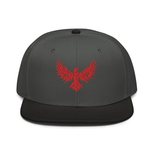 Snapback Hat Raven "ENIGMA" Red One Size adjustable,animal motif,bold design,endurance,enigma,freedom,iconic,mystery,premium quality,raven,snapback hat,statement piece,street style,transformation,unique design,unisex