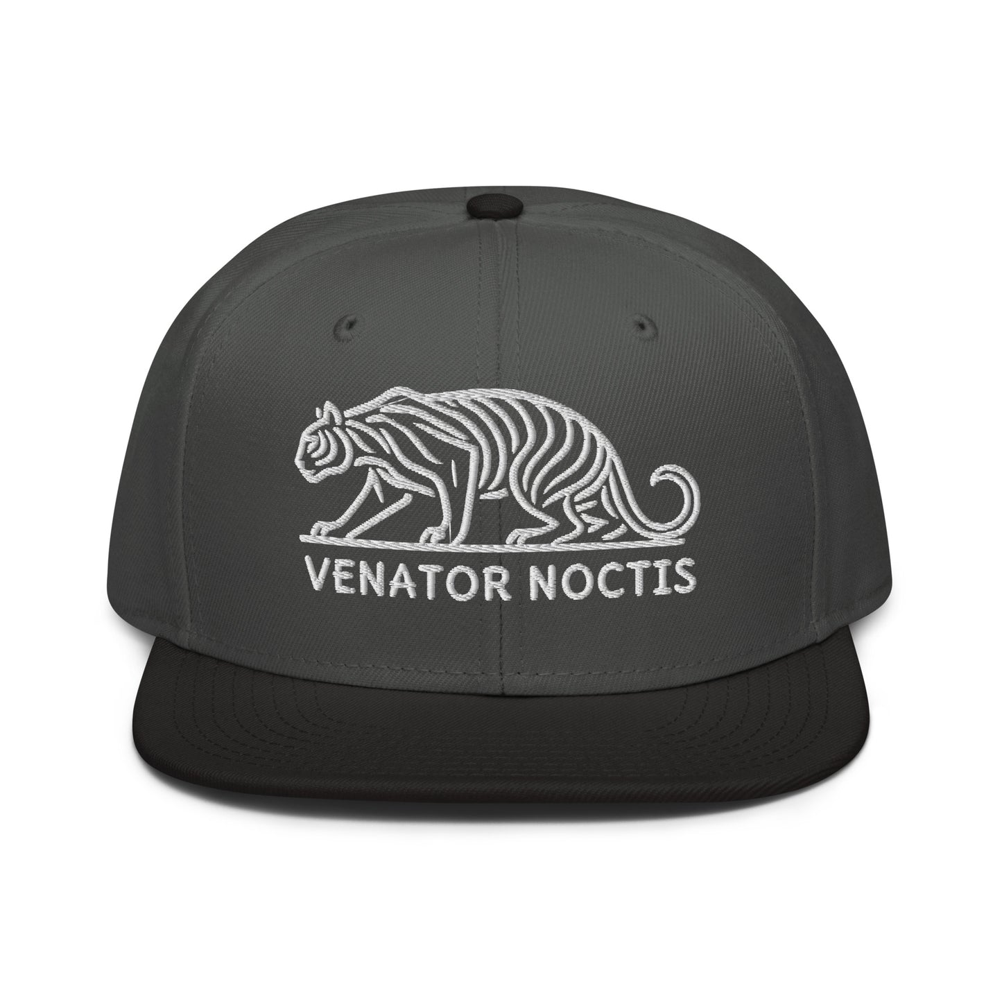 Snapback Hat "Tiger VENATOR NOCTIS" White One Size adjustable,agility,animal motif,bold design,courage,iconic,power,predator,premium quality,snapback hat,statement piece,street style,strength,tiger,unique design,unisex,untamed,wild