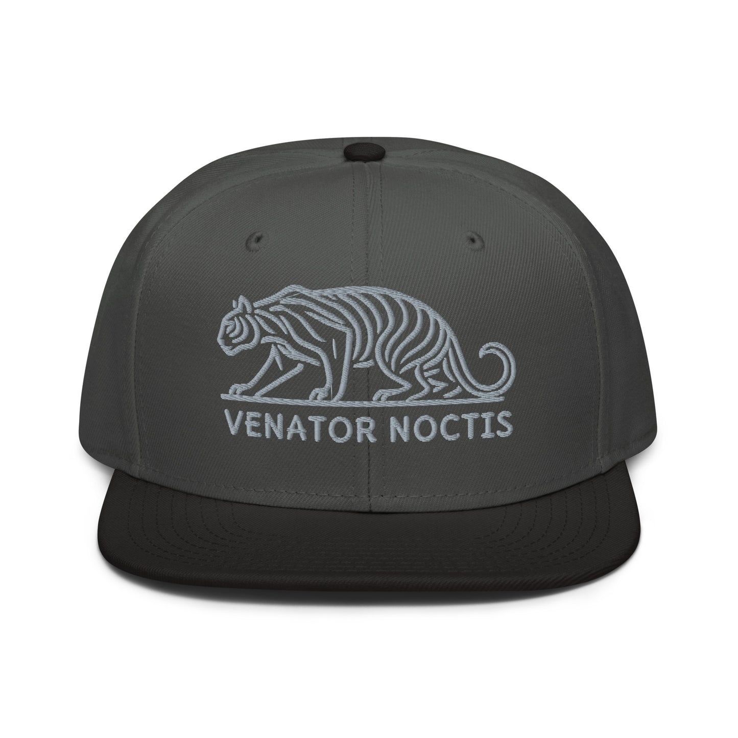 Snapback Hat "Tiger VENATOR NOCTIS" Grey One Size adjustable,agility,animal motif,bold design,courage,iconic,power,predator,premium quality,snapback hat,statement piece,street style,strength,tiger,unique design,unisex,untamed,wild