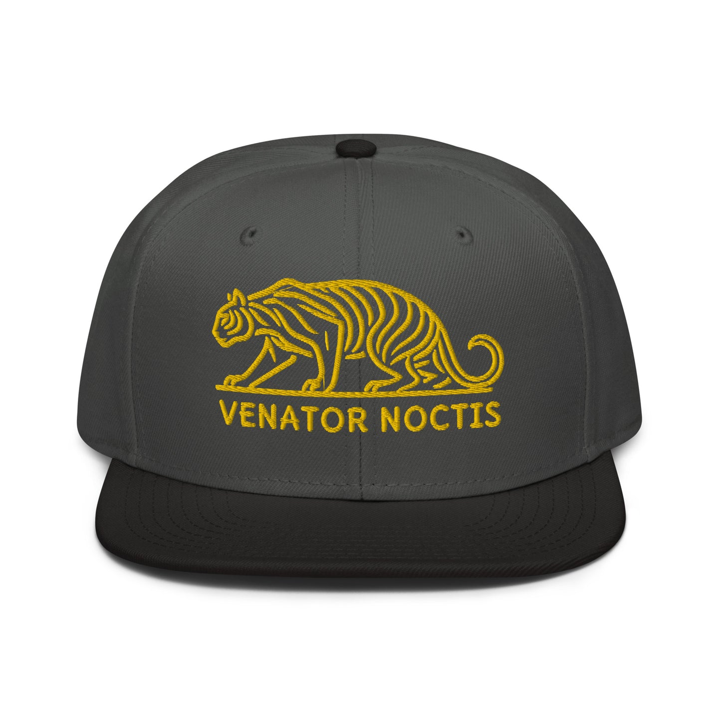 Snapback Hat "Tiger VENATOR NOCTIS" Gold One Size adjustable,agility,animal motif,bold design,courage,iconic,power,predator,premium quality,snapback hat,statement piece,street style,strength,tiger,unique design,unisex,untamed,wild