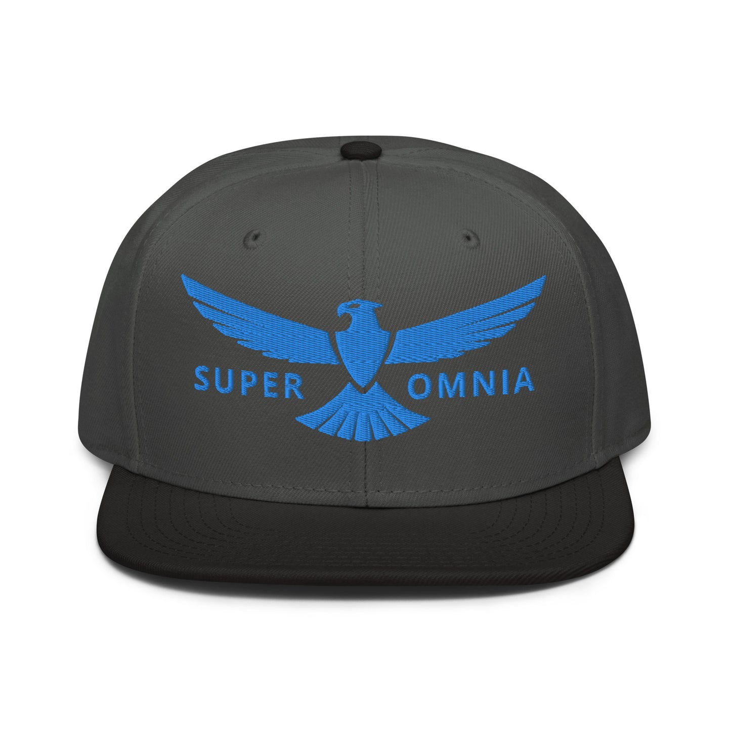 Snapback Hat Eagle "SUPER OMNIA" Blue One Size above all,adjustable,animal motif,bold design,eagle,focus,freedom,iconic,independence,premium quality,resilience,snapback hat,soar,statement piece,street style,strength,unique design,unisex,vision