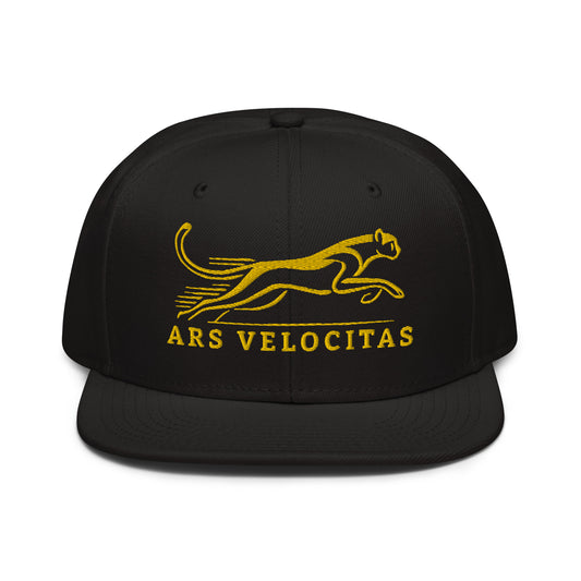 Snapback Hat Cheetah "ARS VELOCITAS" Gold One Size adjustable,agility,animal motif,bold design,cheetah,endurance,iconic,nature-inspired,predator,premium quality,resilience,snapback hat,speed,statement piece,stealth,street style,strength,unique design,unis