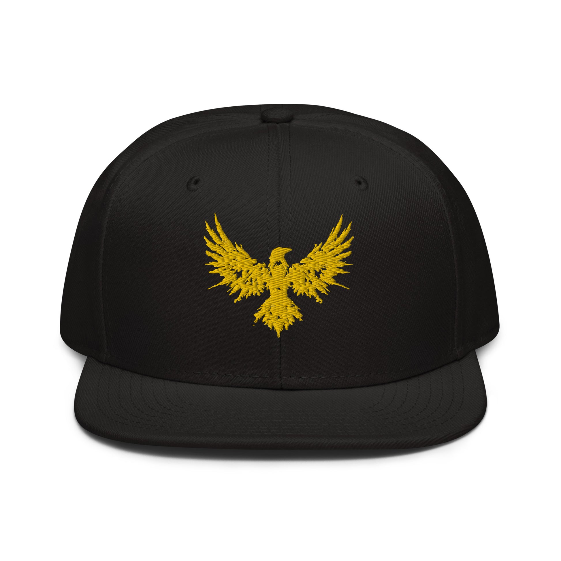 Snapback Hat Raven "ENIGMA" Gold One Size adjustable,animal motif,bold design,endurance,enigma,freedom,iconic,mystery,premium quality,raven,snapback hat,statement piece,street style,transformation,unique design,unisex