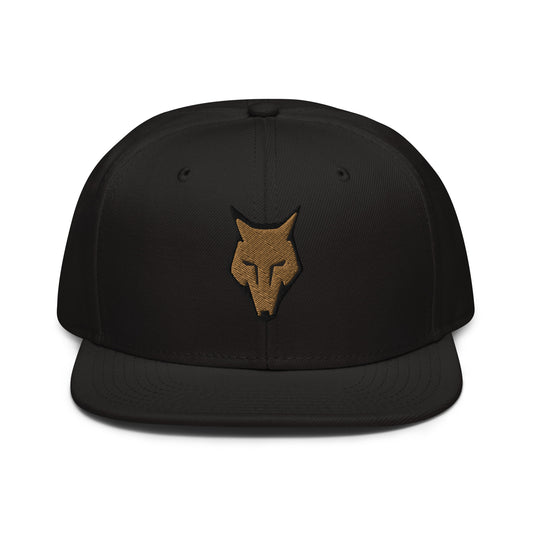 Snapback Hat Wolf Logo "LOBO" Old Gold One Size adjustable,alpha,animal motif,bold design,courage,endurance,freedom,iconic,lone wolf,nature-inspired,predator,premium quality,resilience,snapback hat,statement piece,stealth,street style,strength,survival,un