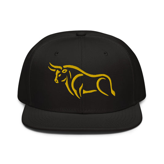 Snapback Hat "Bull Spirit 2" Gold One Size adjustable,animal motif,bold design,bull,endurance,iconic,power,premium quality,resilience,snapback hat,spirit,statement piece,street style,strength,unique design,unisex