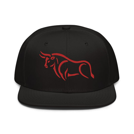 Snapback Hat "Bull Spirit 2" Red One Size adjustable,animal motif,bold design,bull,endurance,iconic,power,premium quality,resilience,snapback hat,spirit,statement piece,street style,strength,unique design,unisex