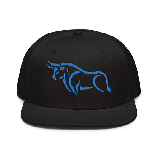 Snapback Hat "Bull Spirit 2" Blue One Size adjustable,animal motif,bold design,bull,endurance,iconic,power,premium quality,resilience,snapback hat,spirit,statement piece,street style,strength,unique design,unisex