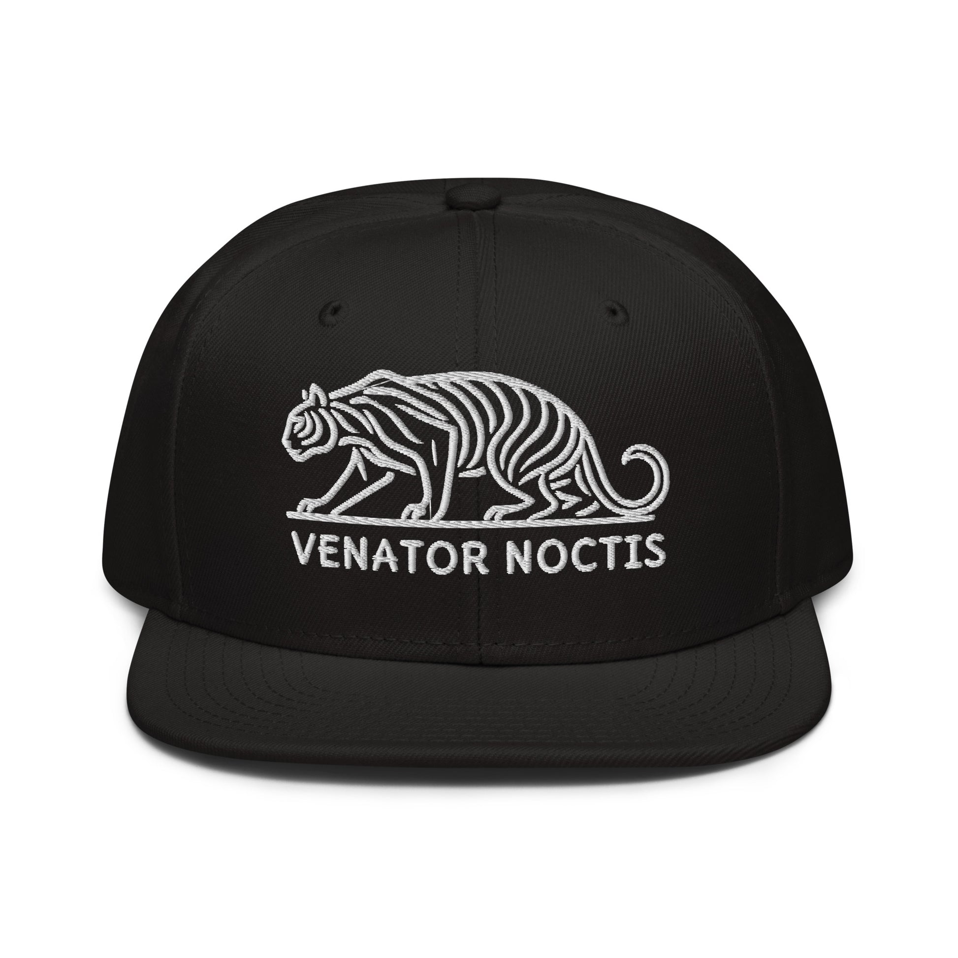 Snapback Hat "Tiger VENATOR NOCTIS" White One Size adjustable,agility,animal motif,bold design,courage,iconic,power,predator,premium quality,snapback hat,statement piece,street style,strength,tiger,unique design,unisex,untamed,wild