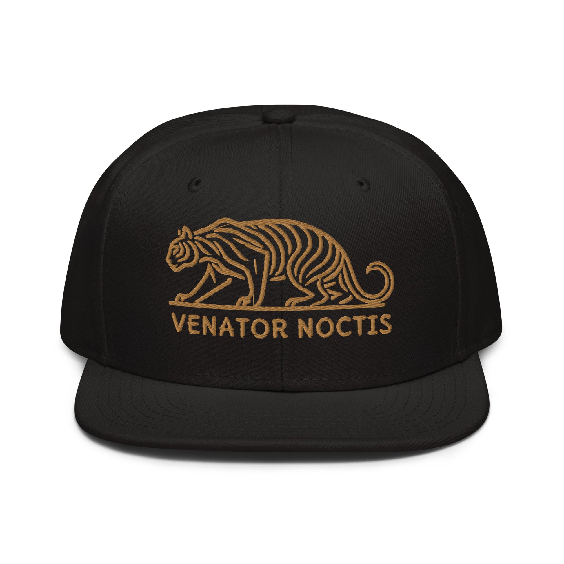 Snapback Hat "Tiger VENATOR NOCTIS" Old Gold One Size adjustable,agility,animal motif,bold design,courage,iconic,power,predator,premium quality,snapback hat,statement piece,street style,strength,tiger,unique design,unisex,untamed,wild