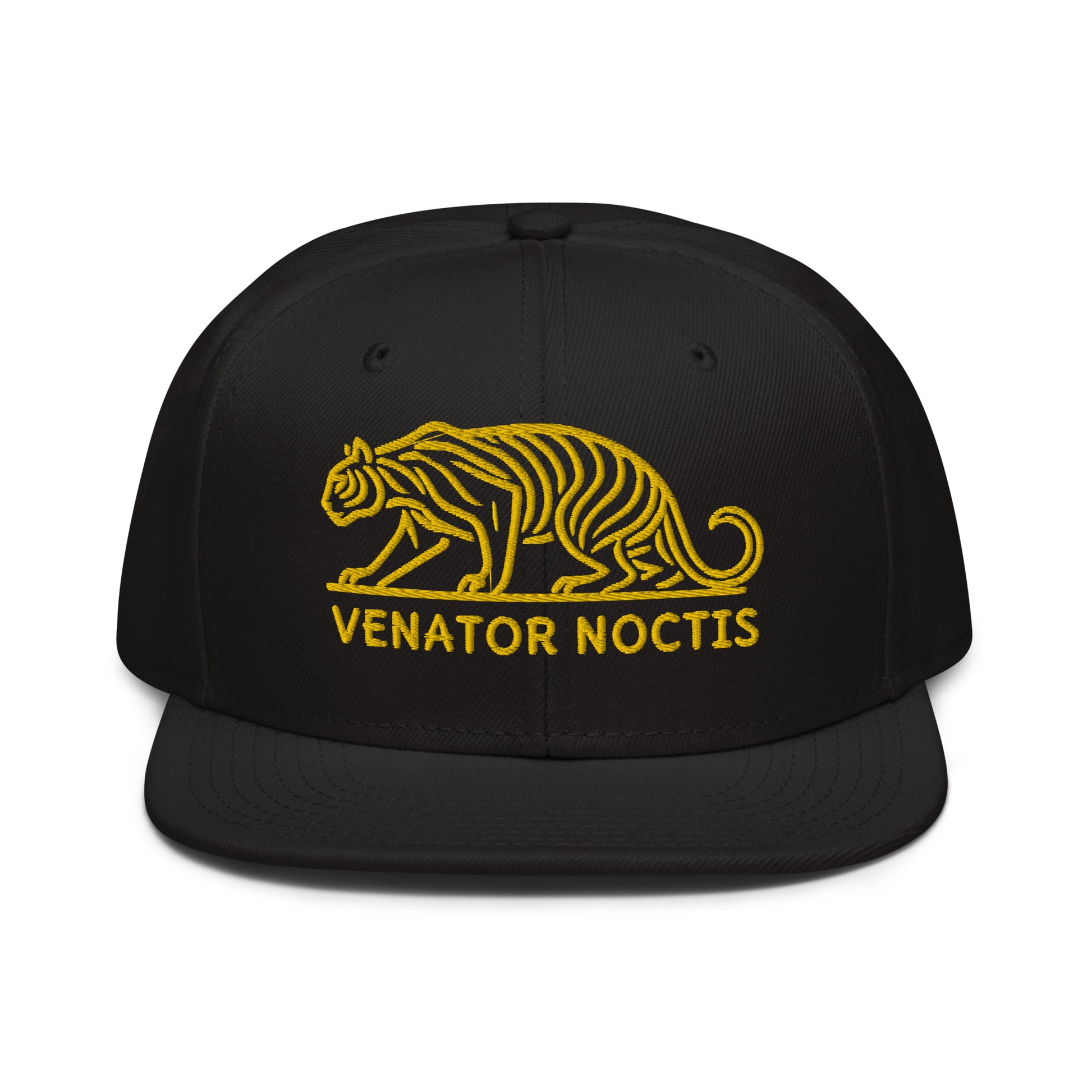 Snapback Hat "Tiger VENATOR NOCTIS" Gold One Size adjustable,agility,animal motif,bold design,courage,iconic,power,predator,premium quality,snapback hat,statement piece,street style,strength,tiger,unique design,unisex,untamed,wild