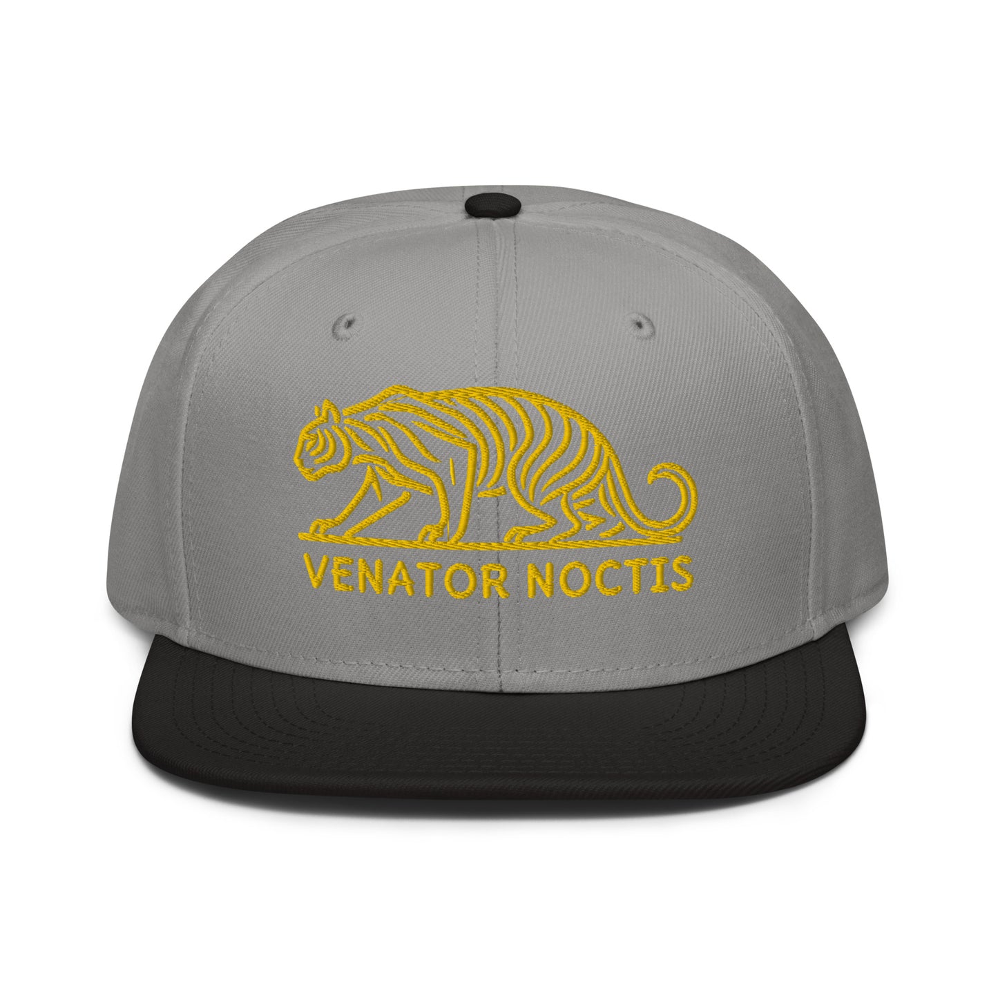 Snapback Hat "Tiger VENATOR NOCTIS" Gold One Size adjustable,agility,animal motif,bold design,courage,iconic,power,predator,premium quality,snapback hat,statement piece,street style,strength,tiger,unique design,unisex,untamed,wild