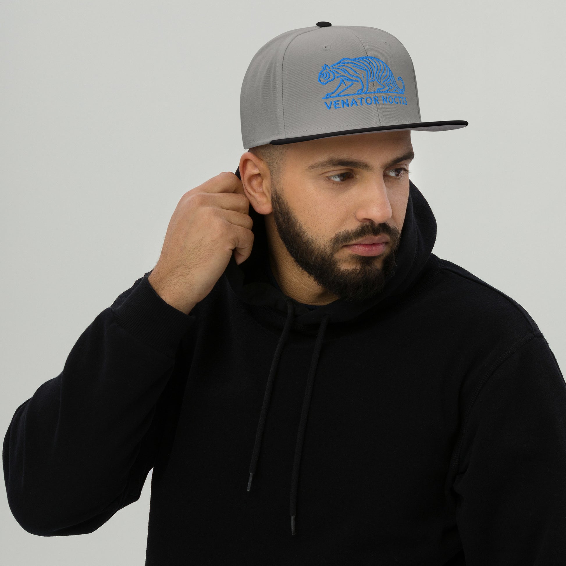 Snapback Hat "Tiger VENATOR NOCTIS" Blue One Size adjustable,agility,animal motif,bold design,courage,iconic,power,predator,premium quality,snapback hat,statement piece,street style,strength,tiger,unique design,unisex,untamed,wild