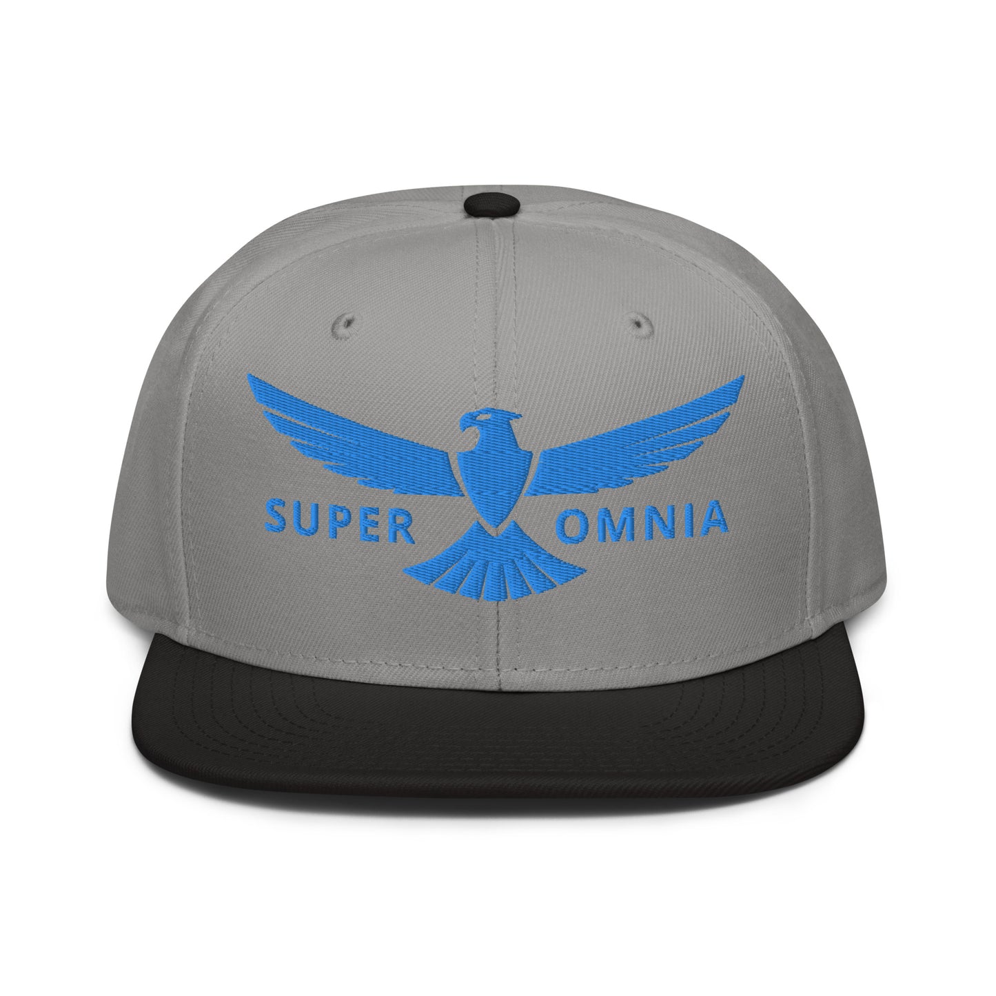 Snapback Hat Eagle "SUPER OMNIA" Blue One Size above all,adjustable,animal motif,bold design,eagle,focus,freedom,iconic,independence,premium quality,resilience,snapback hat,soar,statement piece,street style,strength,unique design,unisex,vision