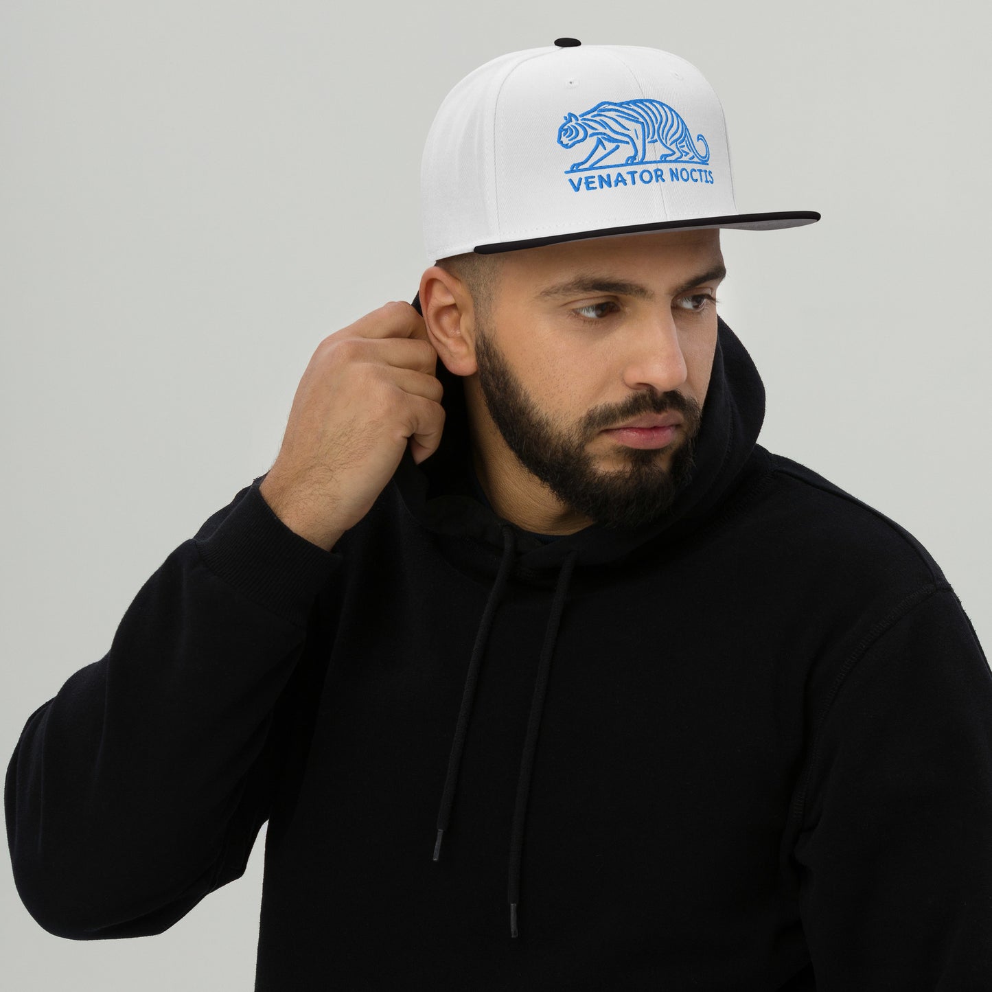 Snapback Hat "Tiger VENATOR NOCTIS" Blue One Size adjustable,agility,animal motif,bold design,courage,iconic,power,predator,premium quality,snapback hat,statement piece,street style,strength,tiger,unique design,unisex,untamed,wild