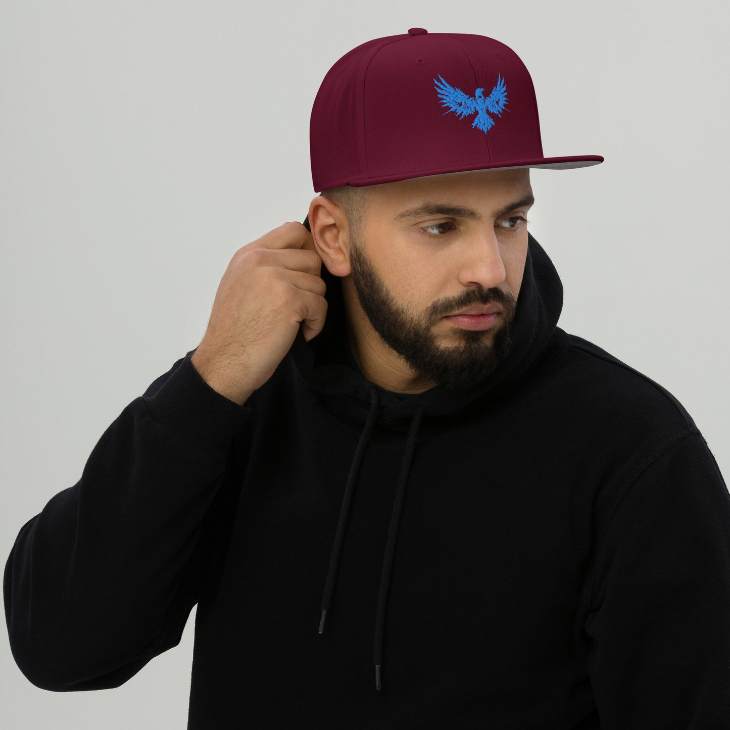 Snapback Hat Raven "ENIGMA" Blue One Size adjustable,animal motif,bold design,endurance,enigma,freedom,iconic,mystery,premium quality,raven,snapback hat,statement piece,street style,transformation,unique design,unisex