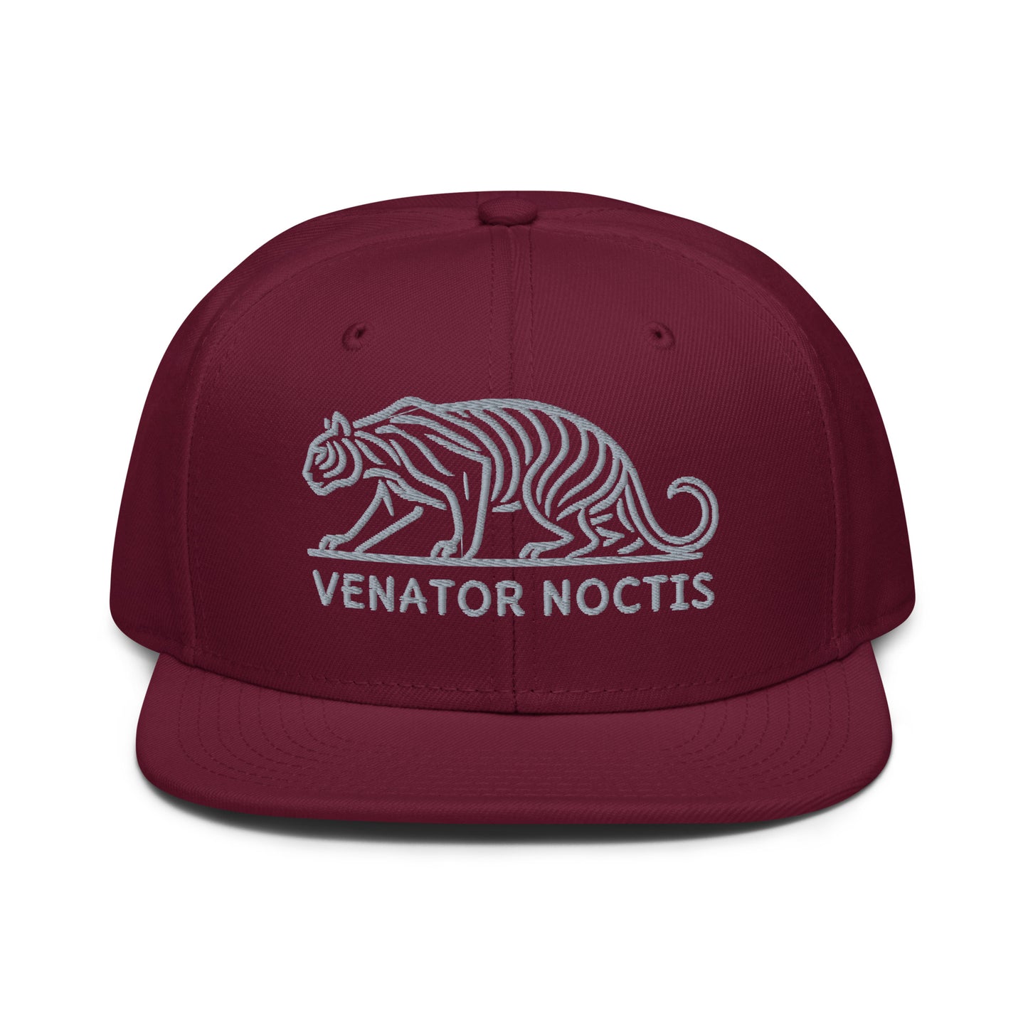 Snapback Hat "Tiger VENATOR NOCTIS" Grey One Size adjustable,agility,animal motif,bold design,courage,iconic,power,predator,premium quality,snapback hat,statement piece,street style,strength,tiger,unique design,unisex,untamed,wild