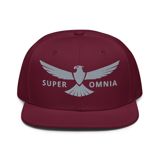 Snapback Hat Eagle "SUPER OMNIA" Grey One Size above all,adjustable,animal motif,bold design,eagle,focus,freedom,iconic,independence,premium quality,resilience,snapback hat,soar,statement piece,street style,strength,unique design,unisex,vision