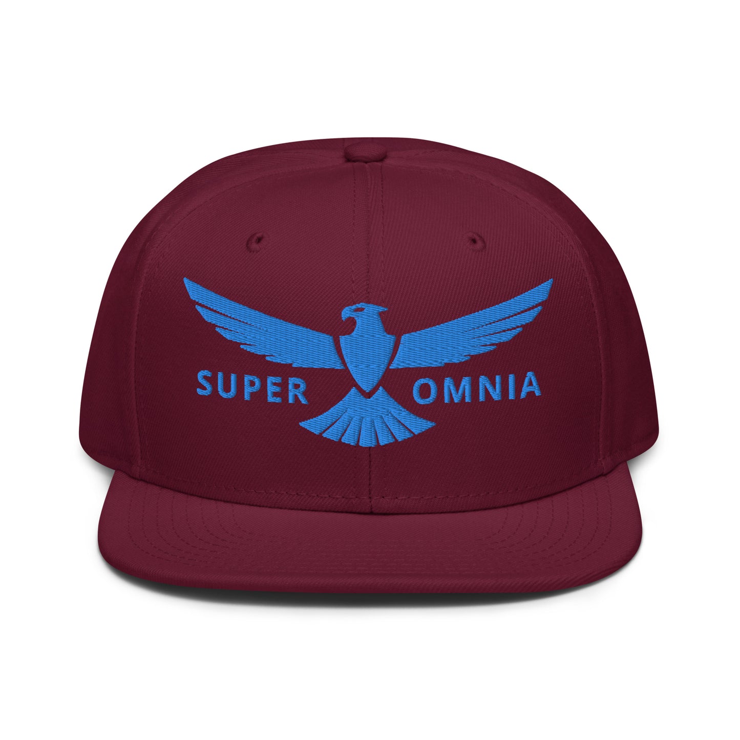 Snapback Hat Eagle "SUPER OMNIA" Blue One Size above all,adjustable,animal motif,bold design,eagle,focus,freedom,iconic,independence,premium quality,resilience,snapback hat,soar,statement piece,street style,strength,unique design,unisex,vision