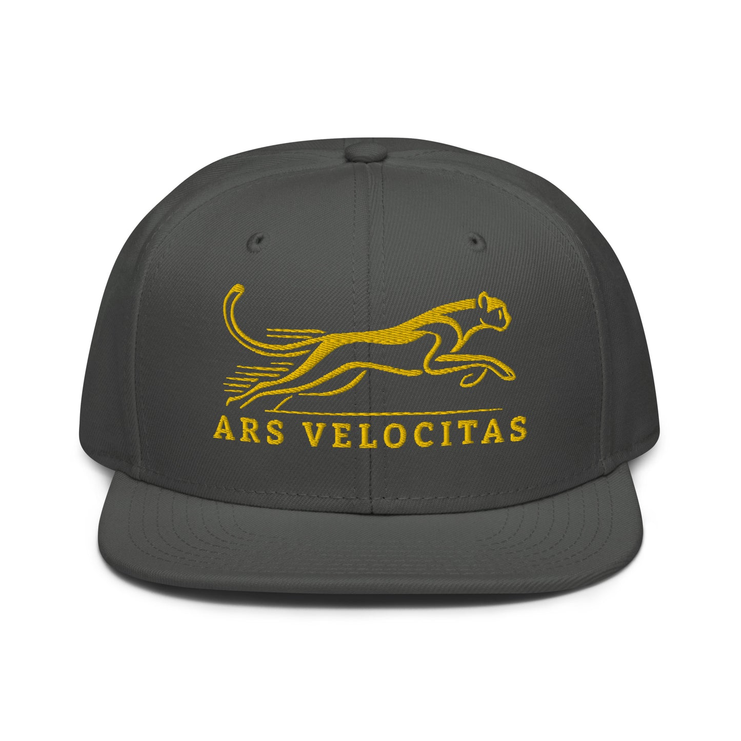 Snapback Hat Cheetah "ARS VELOCITAS" Gold One Size adjustable,agility,animal motif,bold design,cheetah,endurance,iconic,nature-inspired,predator,premium quality,resilience,snapback hat,speed,statement piece,stealth,street style,strength,unique design,unis