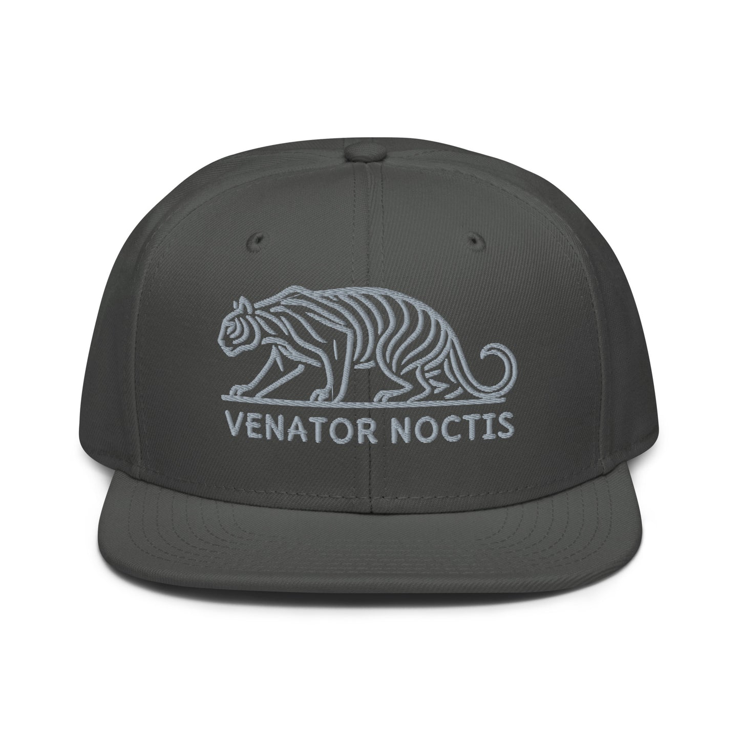 Snapback Hat "Tiger VENATOR NOCTIS" Grey One Size adjustable,agility,animal motif,bold design,courage,iconic,power,predator,premium quality,snapback hat,statement piece,street style,strength,tiger,unique design,unisex,untamed,wild