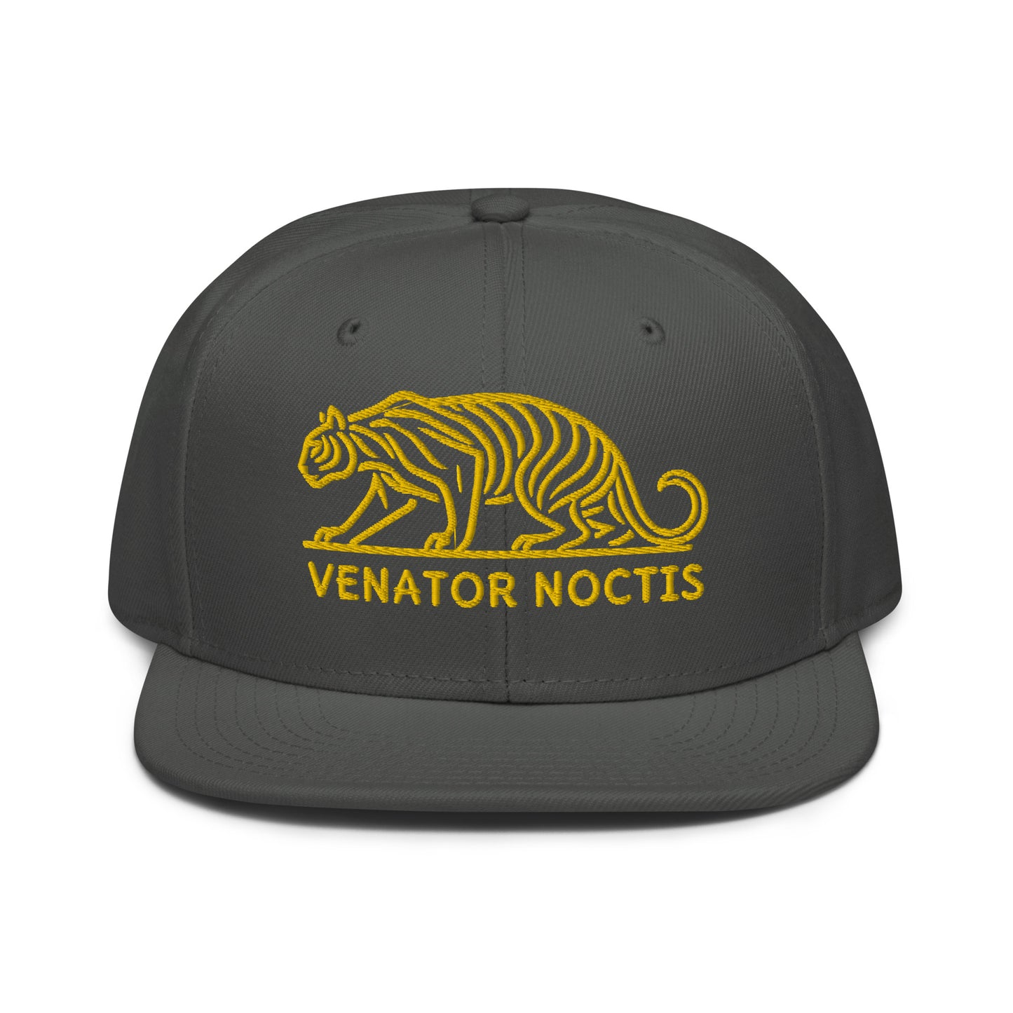 Snapback Hat "Tiger VENATOR NOCTIS" Gold One Size adjustable,agility,animal motif,bold design,courage,iconic,power,predator,premium quality,snapback hat,statement piece,street style,strength,tiger,unique design,unisex,untamed,wild