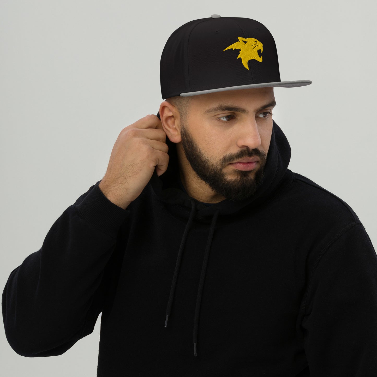 Snapback Hat "Panther Head" Gold One Size adjustable,agility,animal motif,beast mode,bold design,iconic,panther,power,premium quality,snapback hat,statement piece,stealth,street style,strength,unique design,unisex,wild