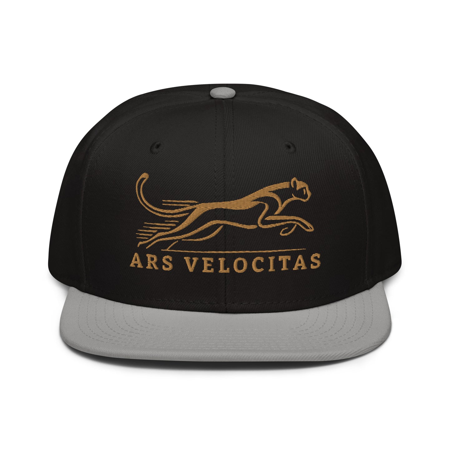 Snapback Hat Cheetah "ARS VELOCITAS" Old Gold One Size adjustable,agility,animal motif,bold design,cheetah,endurance,iconic,nature-inspired,predator,premium quality,resilience,snapback hat,speed,statement piece,stealth,street style,strength,unique design,