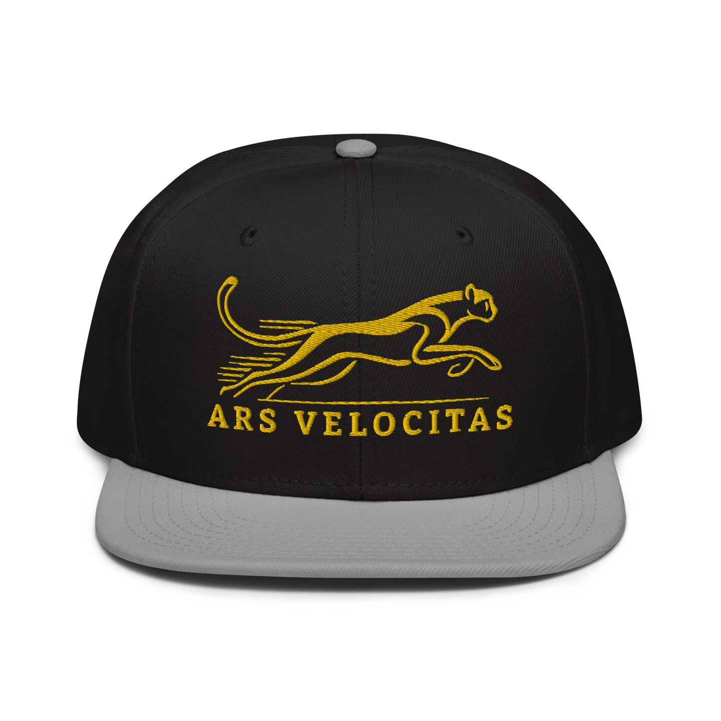 Snapback Hat Cheetah "ARS VELOCITAS" Gold One Size adjustable,agility,animal motif,bold design,cheetah,endurance,iconic,nature-inspired,predator,premium quality,resilience,snapback hat,speed,statement piece,stealth,street style,strength,unique design,unis