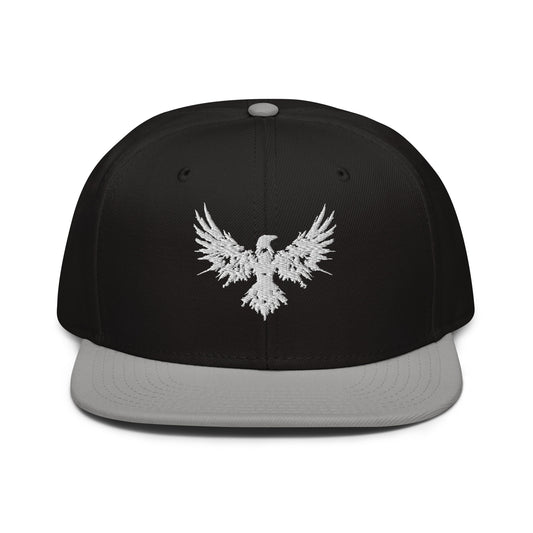 Snapback Hat Raven "ENIGMA" White One Size adjustable,animal motif,bold design,endurance,enigma,freedom,iconic,mystery,premium quality,raven,snapback hat,statement piece,street style,transformation,unique design,unisex