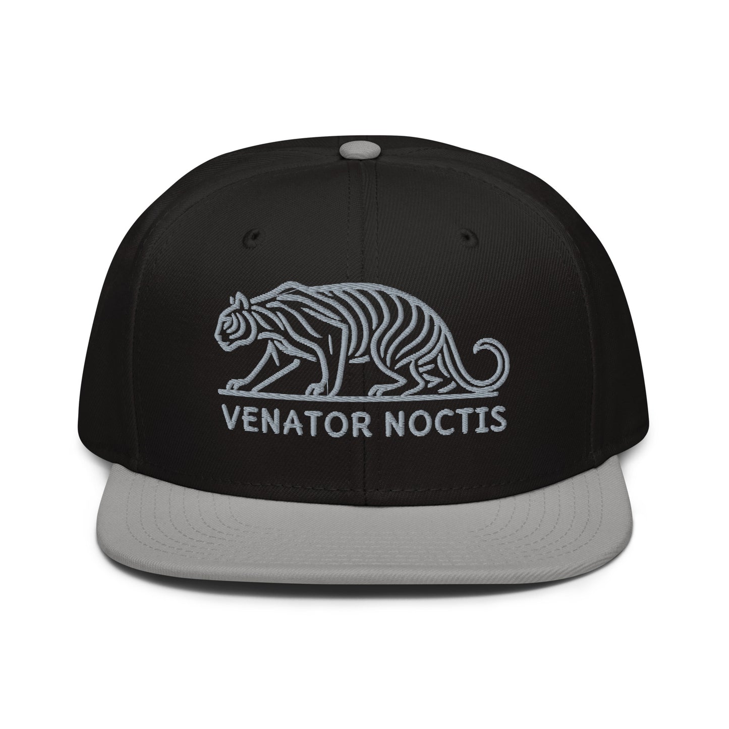 Snapback Hat "Tiger VENATOR NOCTIS" Grey One Size adjustable,agility,animal motif,bold design,courage,iconic,power,predator,premium quality,snapback hat,statement piece,street style,strength,tiger,unique design,unisex,untamed,wild