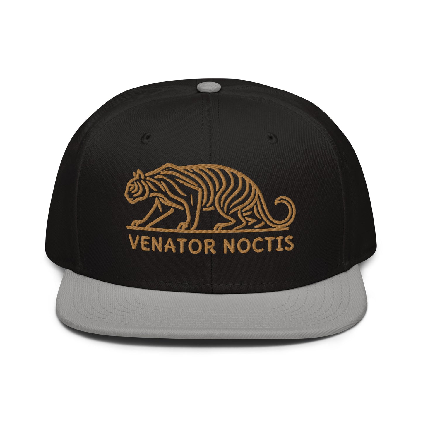 Snapback Hat "Tiger VENATOR NOCTIS" Old Gold One Size adjustable,agility,animal motif,bold design,courage,iconic,power,predator,premium quality,snapback hat,statement piece,street style,strength,tiger,unique design,unisex,untamed,wild