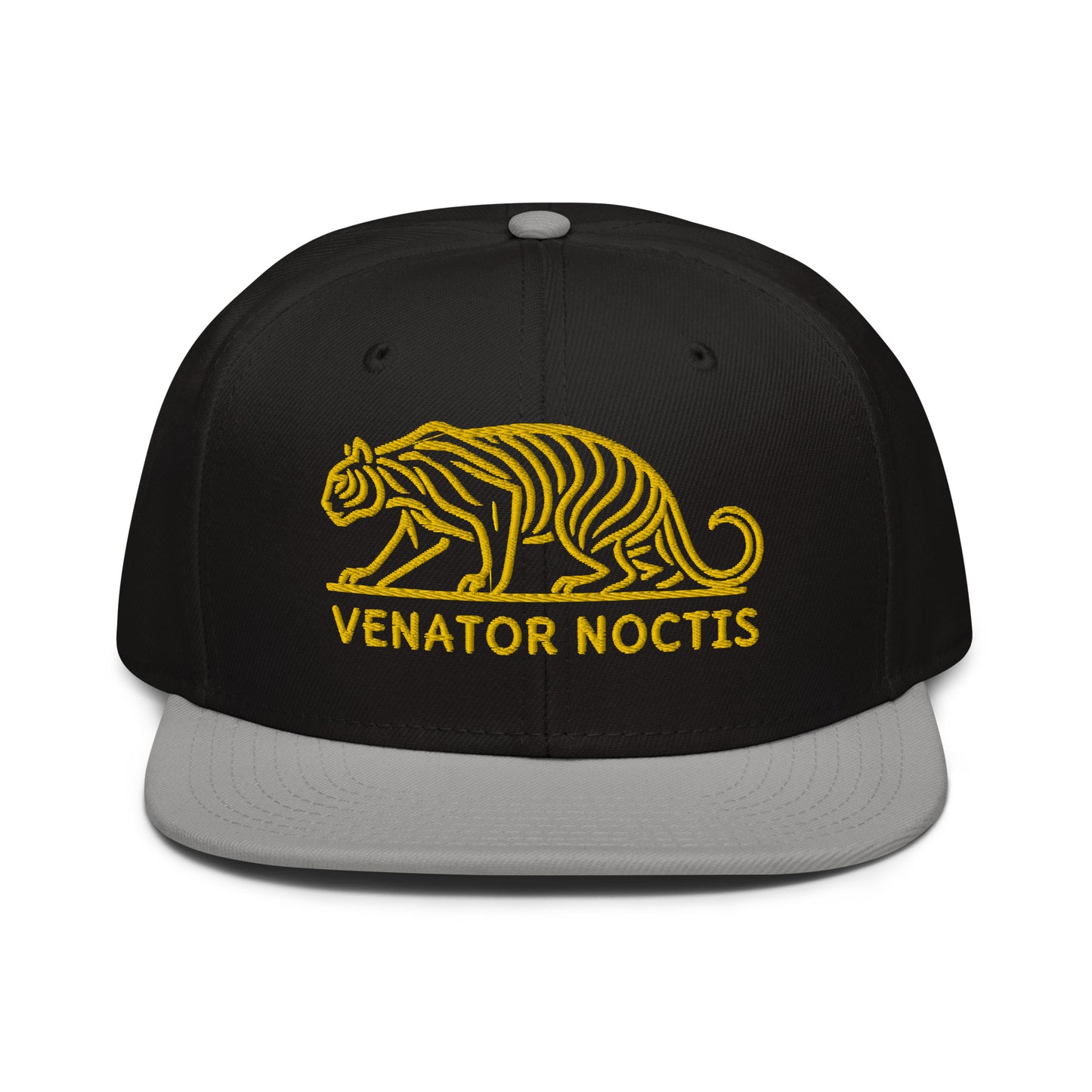 Snapback Hat "Tiger VENATOR NOCTIS" Gold One Size adjustable,agility,animal motif,bold design,courage,iconic,power,predator,premium quality,snapback hat,statement piece,street style,strength,tiger,unique design,unisex,untamed,wild