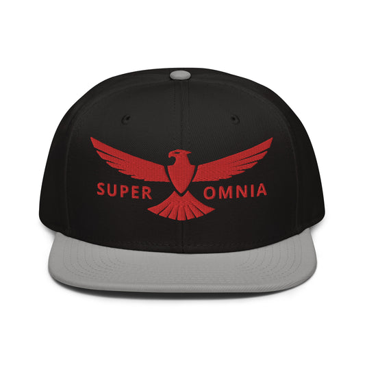 Snapback Hat Eagle "SUPER OMNIA" Red One Size above all,adjustable,animal motif,bold design,eagle,focus,freedom,iconic,independence,premium quality,resilience,snapback hat,soar,statement piece,street style,strength,unique design,unisex,vision