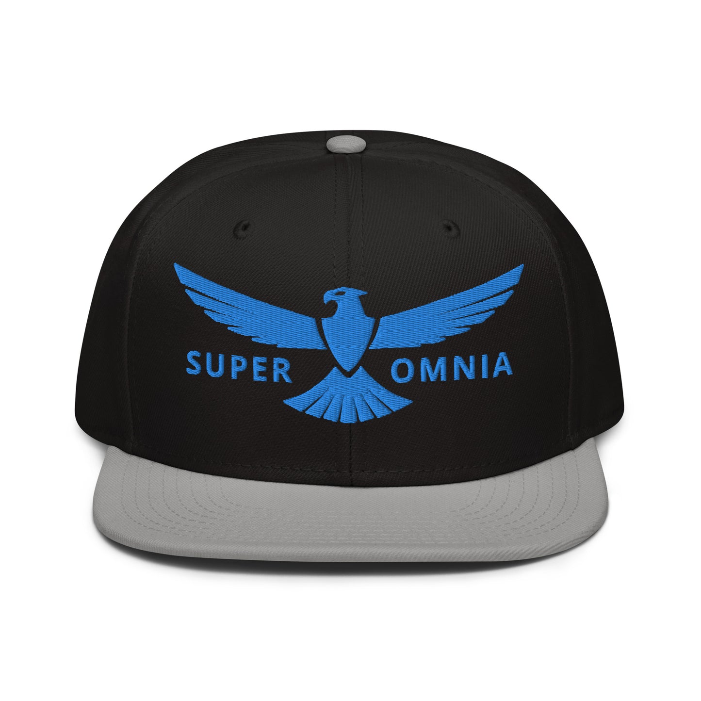 Snapback Hat Eagle "SUPER OMNIA" Blue One Size above all,adjustable,animal motif,bold design,eagle,focus,freedom,iconic,independence,premium quality,resilience,snapback hat,soar,statement piece,street style,strength,unique design,unisex,vision