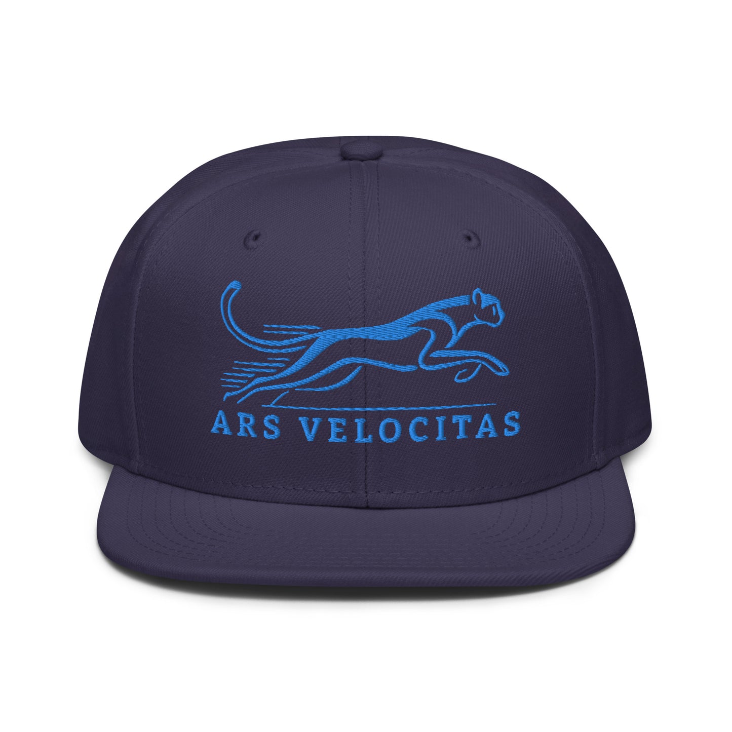 Snapback Hat Cheetah "ARS VELOCITAS" Blue One Size adjustable,agility,animal motif,bold design,cheetah,endurance,iconic,nature-inspired,predator,premium quality,resilience,snapback hat,speed,statement piece,stealth,street style,strength,unique design,unis