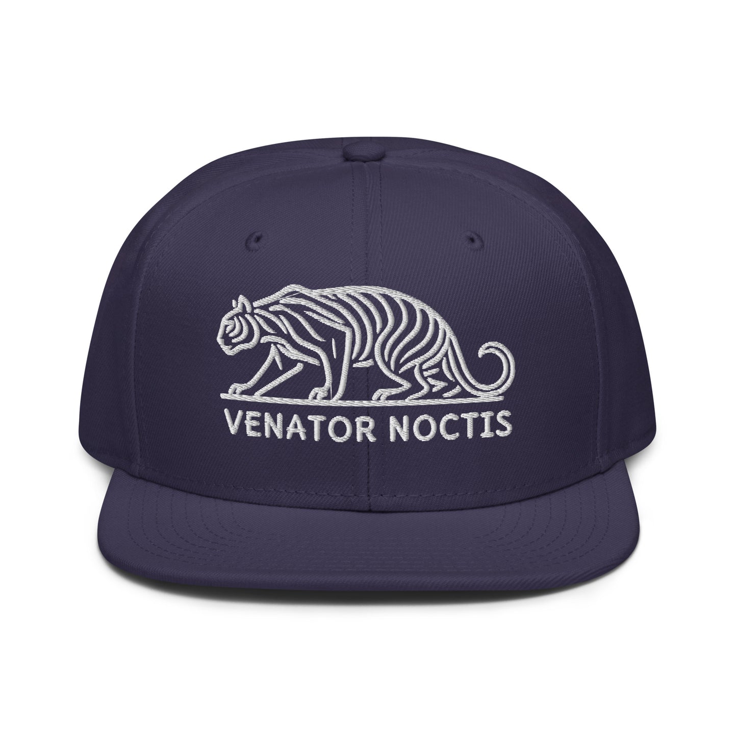 Snapback Hat "Tiger VENATOR NOCTIS" White One Size adjustable,agility,animal motif,bold design,courage,iconic,power,predator,premium quality,snapback hat,statement piece,street style,strength,tiger,unique design,unisex,untamed,wild