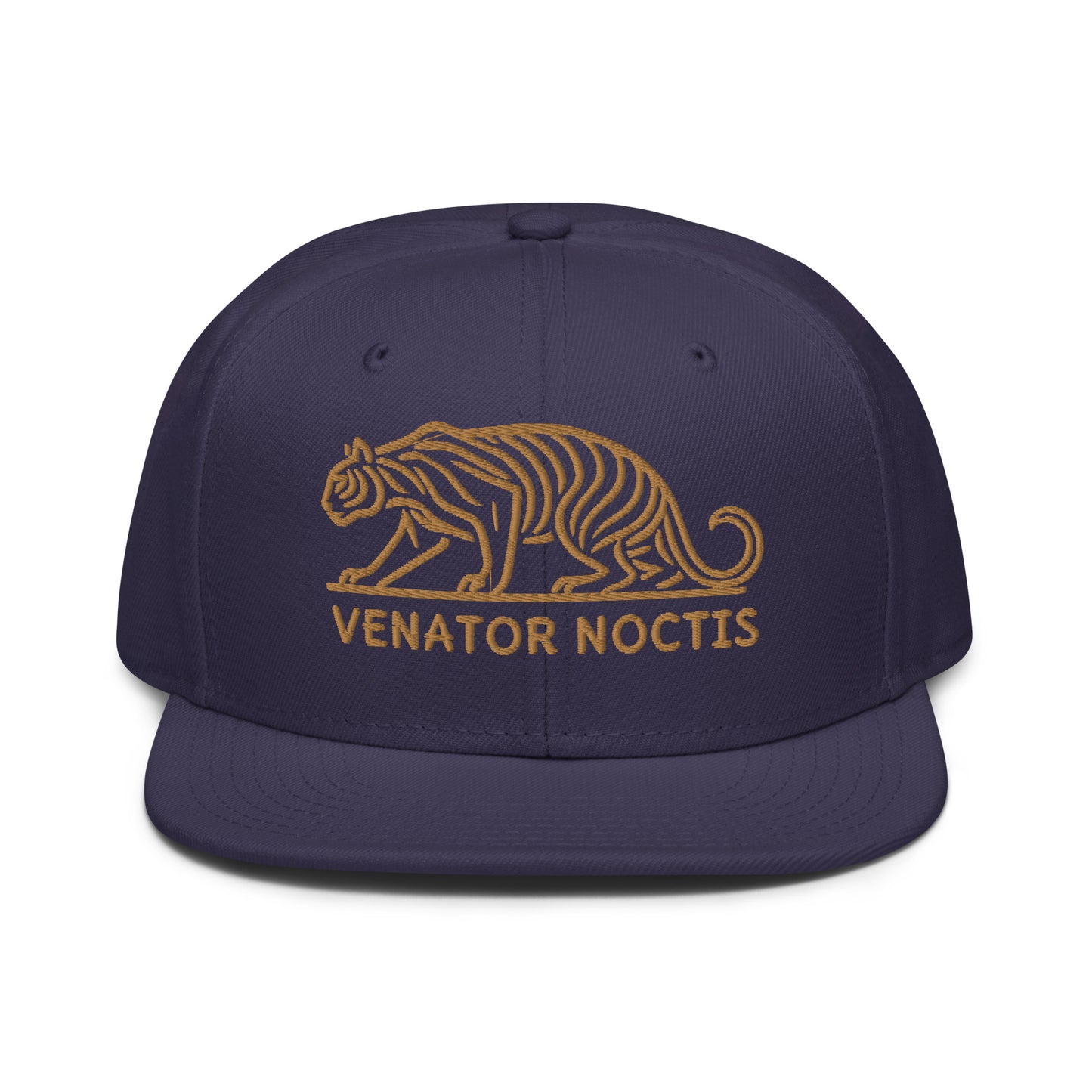 Snapback Hat "Tiger VENATOR NOCTIS" Old Gold One Size adjustable,agility,animal motif,bold design,courage,iconic,power,predator,premium quality,snapback hat,statement piece,street style,strength,tiger,unique design,unisex,untamed,wild