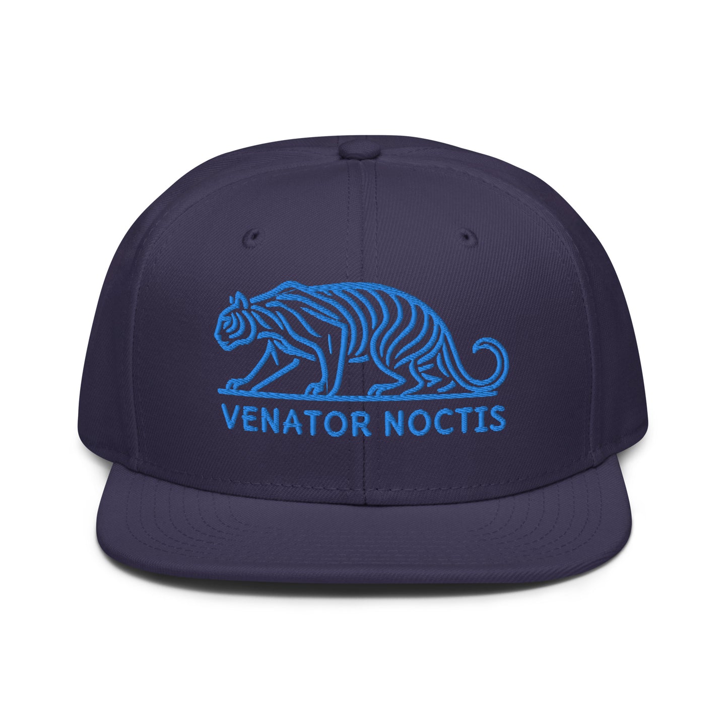 Snapback Hat "Tiger VENATOR NOCTIS" Blue One Size adjustable,agility,animal motif,bold design,courage,iconic,power,predator,premium quality,snapback hat,statement piece,street style,strength,tiger,unique design,unisex,untamed,wild