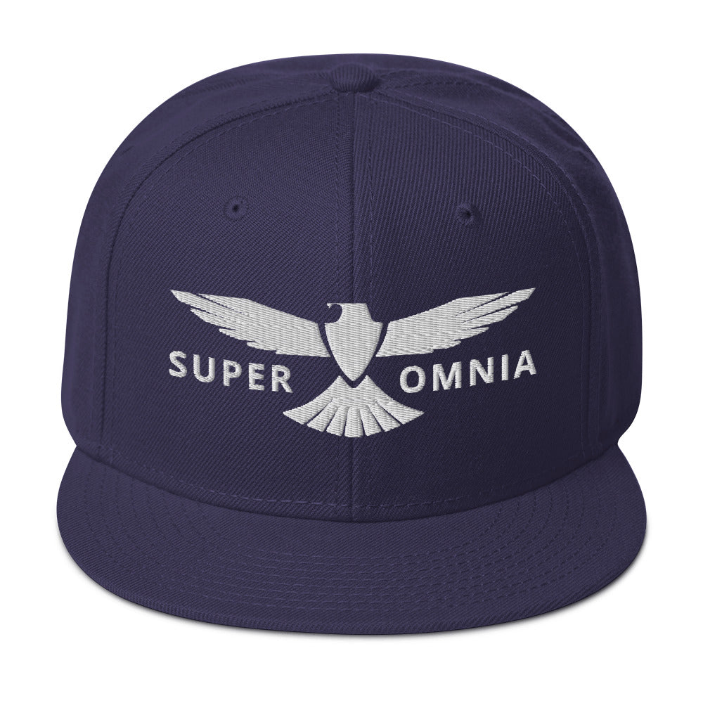 Snapback Hat Eagle "SUPER OMNIA" White One Size above all,adjustable,animal motif,bold design,eagle,focus,freedom,iconic,independence,premium quality,resilience,snapback hat,soar,statement piece,street style,strength,unique design,unisex,vision