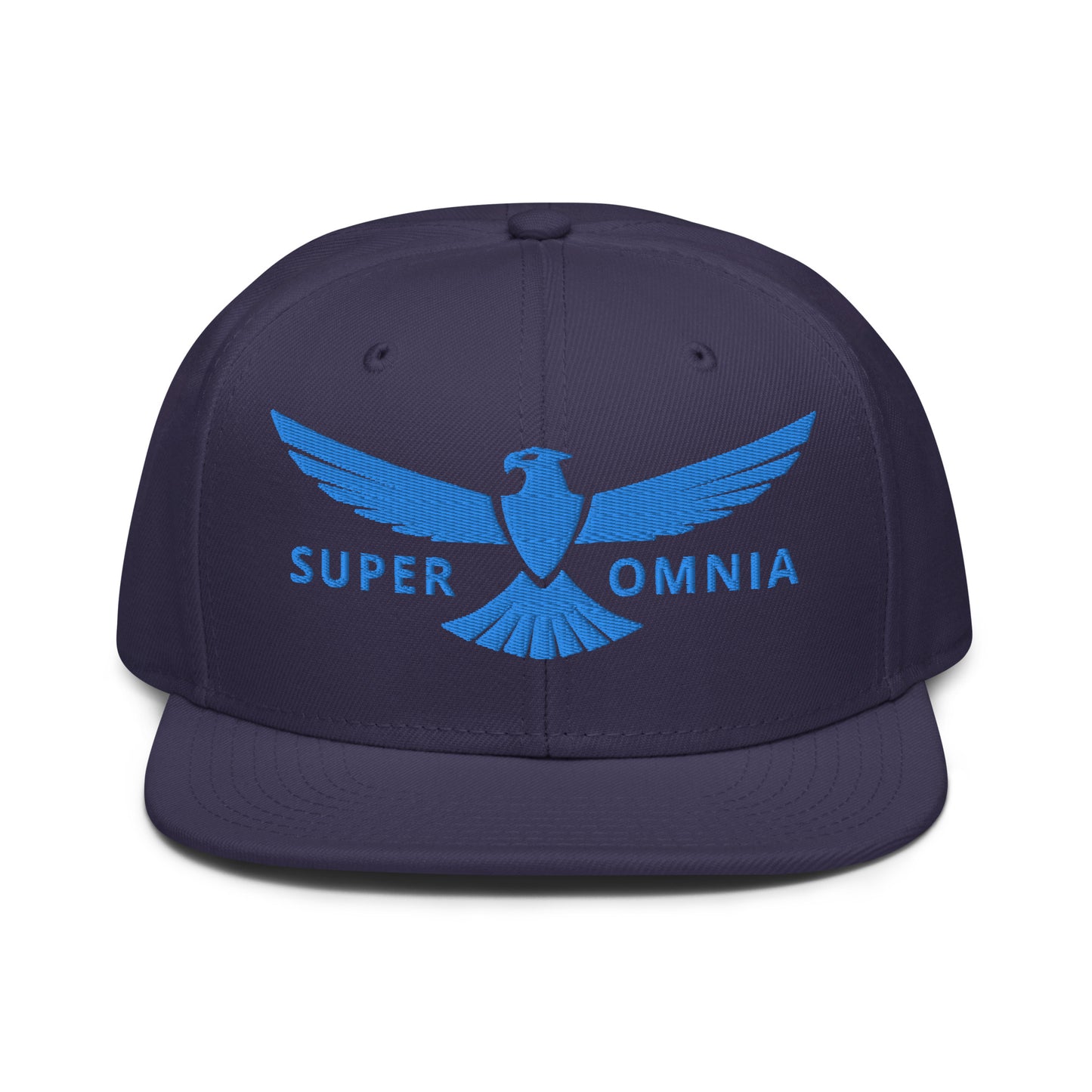 Snapback Hat Eagle "SUPER OMNIA" Blue One Size above all,adjustable,animal motif,bold design,eagle,focus,freedom,iconic,independence,premium quality,resilience,snapback hat,soar,statement piece,street style,strength,unique design,unisex,vision