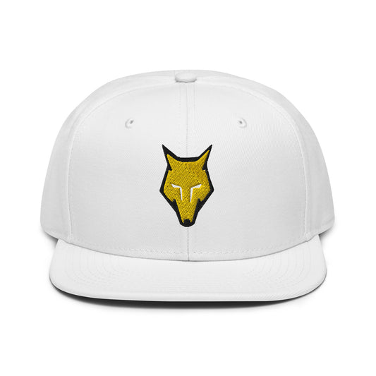 Snapback Hat Wolf Logo "LOBO" Gold One Size adjustable,alpha,animal motif,bold design,courage,endurance,freedom,iconic,lone wolf,nature-inspired,predator,premium quality,resilience,snapback hat,statement piece,stealth,street style,strength,survival,unique