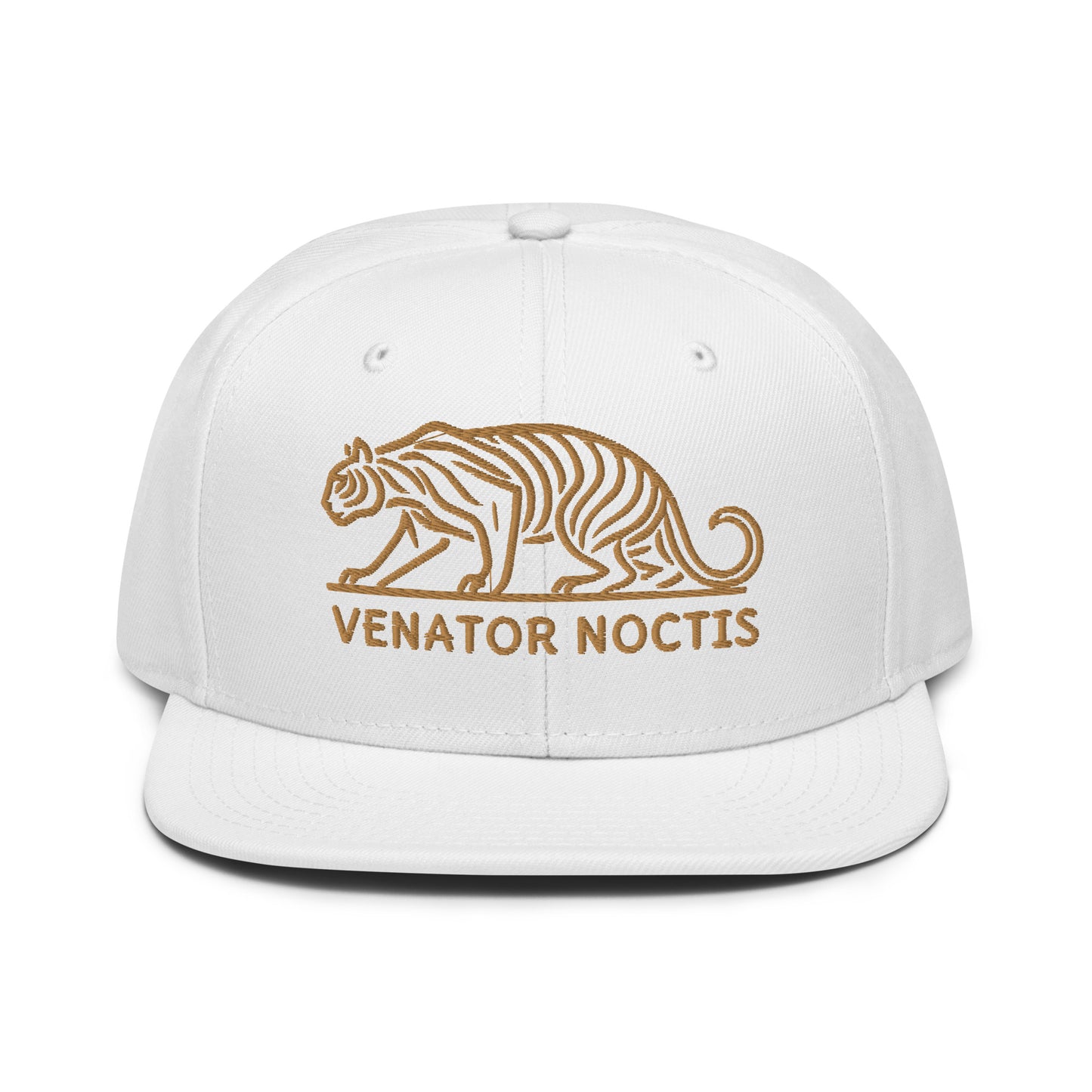 Snapback Hat "Tiger VENATOR NOCTIS" Old Gold One Size adjustable,agility,animal motif,bold design,courage,iconic,power,predator,premium quality,snapback hat,statement piece,street style,strength,tiger,unique design,unisex,untamed,wild