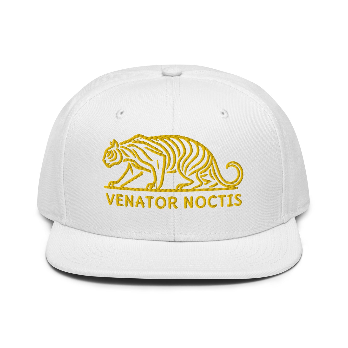 Snapback Hat "Tiger VENATOR NOCTIS" Gold One Size adjustable,agility,animal motif,bold design,courage,iconic,power,predator,premium quality,snapback hat,statement piece,street style,strength,tiger,unique design,unisex,untamed,wild